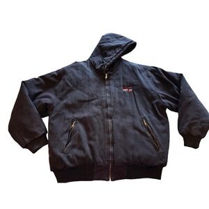 Verizon Tri Mountain Mens XL Heavy Weight Canvas Black Hooded Full Zip Coat